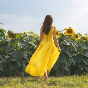summer sunflower pladd yellow dress